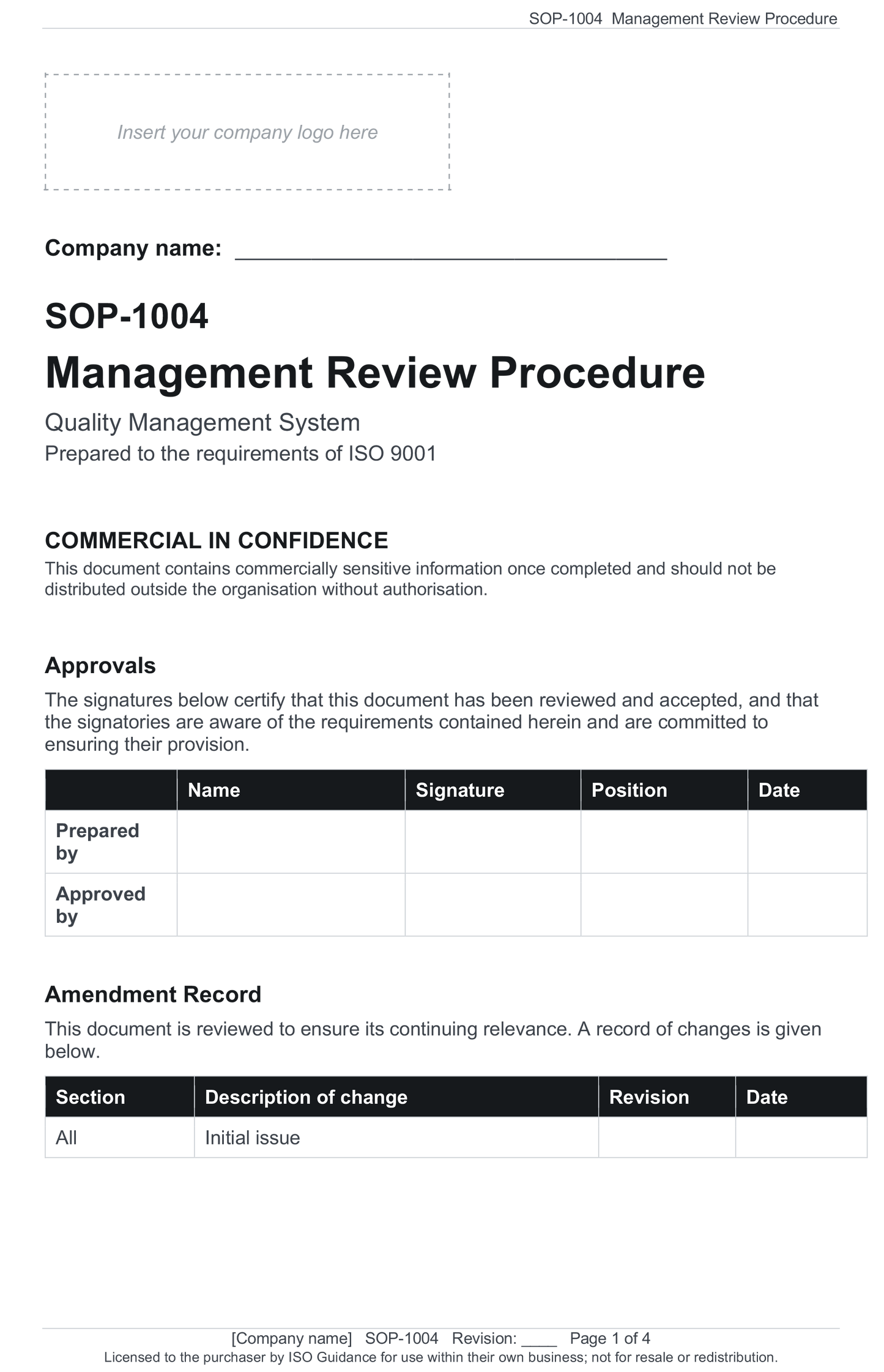 Management review procedure