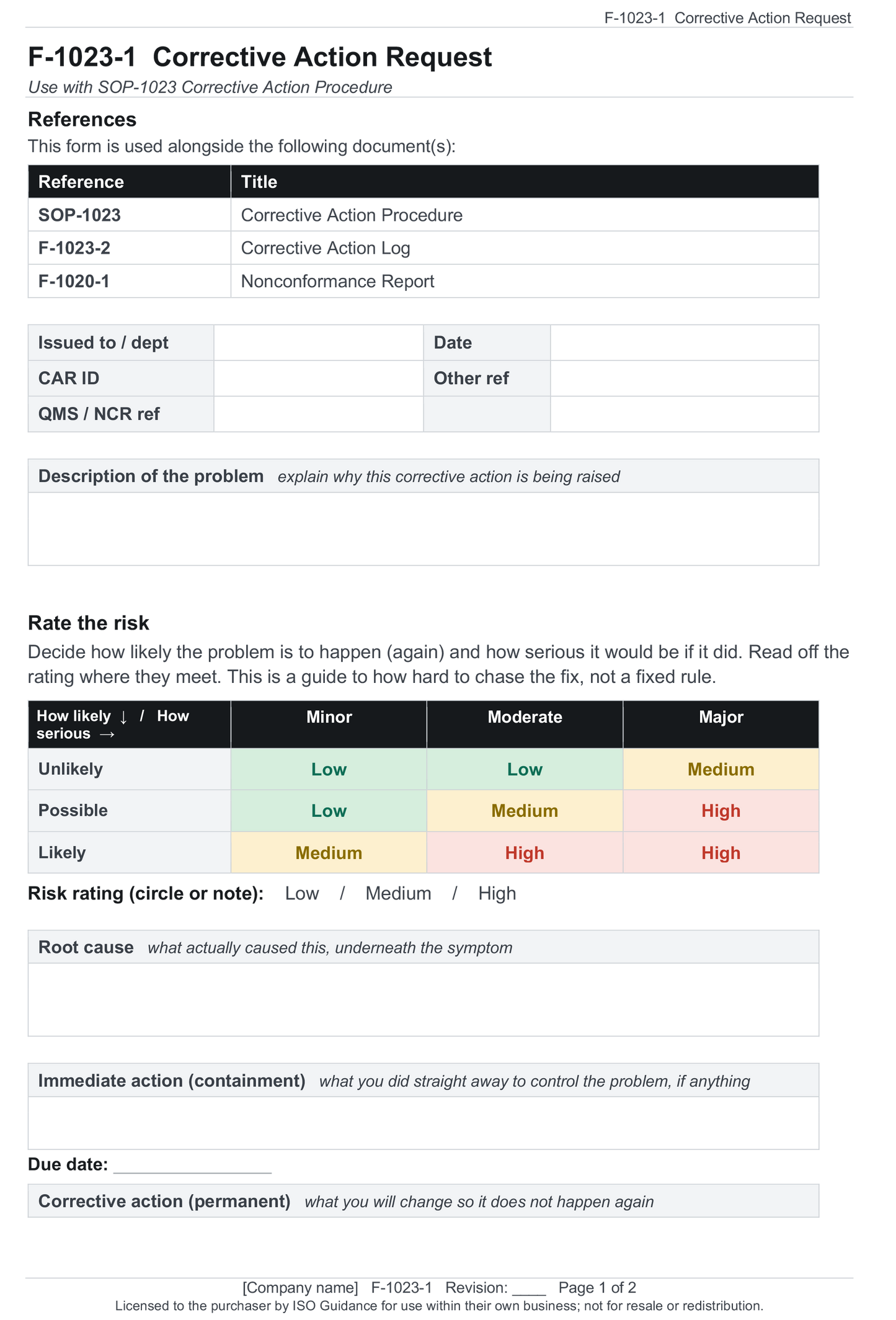 Corrective action request