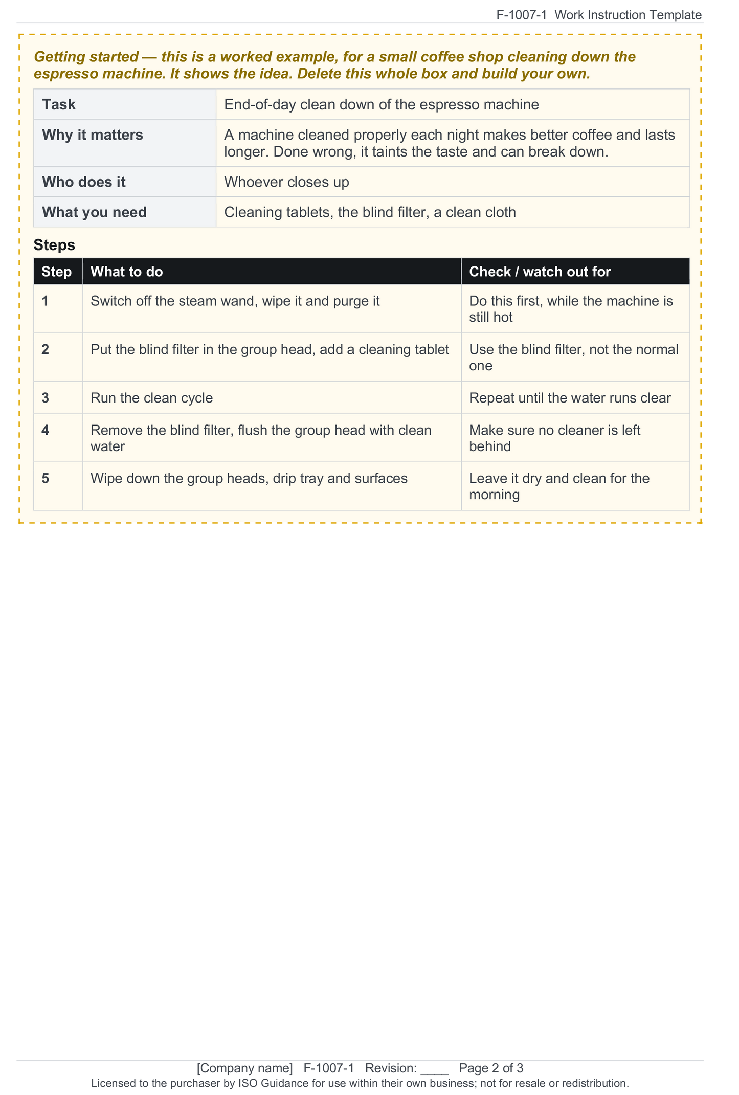 Work instruction template
