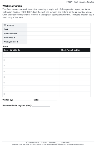 Work instruction template